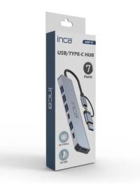 INCA IUTP-7T USB/Type-C Hub X5 USB 3.0 + 2 Type-C Aluminyum Kasa ÇOKLAYICI  - 6